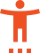 Orange universal accessibility icon showing a stick figure with outstretched arms on a white background.