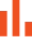 minimalist icon featuring three vertical orange bars of varying heights inside a white square