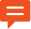 An orange speech bubble icon with two horizontal white lines on a black background.