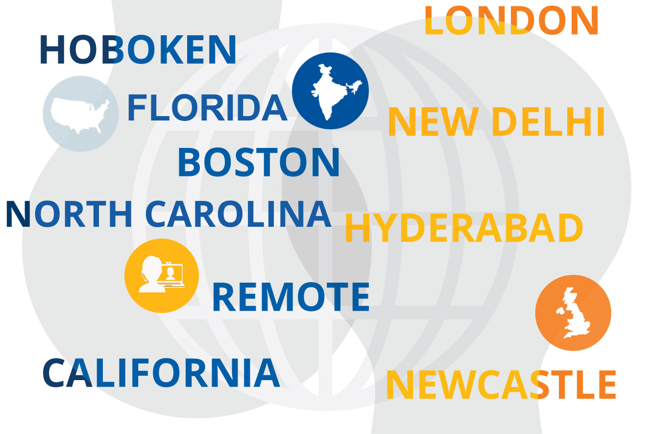 Genesis Research Group global office locations map showing US, UK, and India workplace hubs.